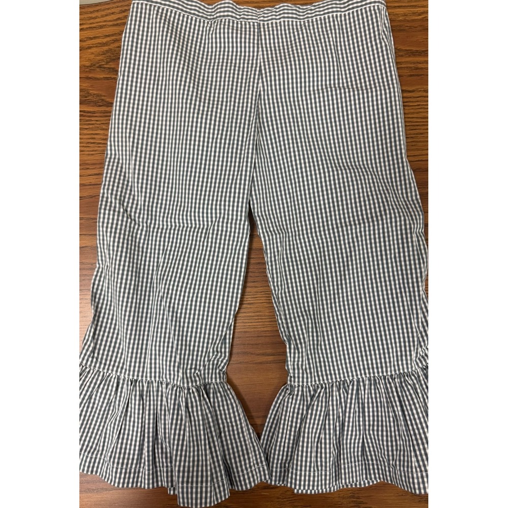 Matilda Jane Girls Navy White Gingham Ruffle Bell Bottom Pants Size 6
